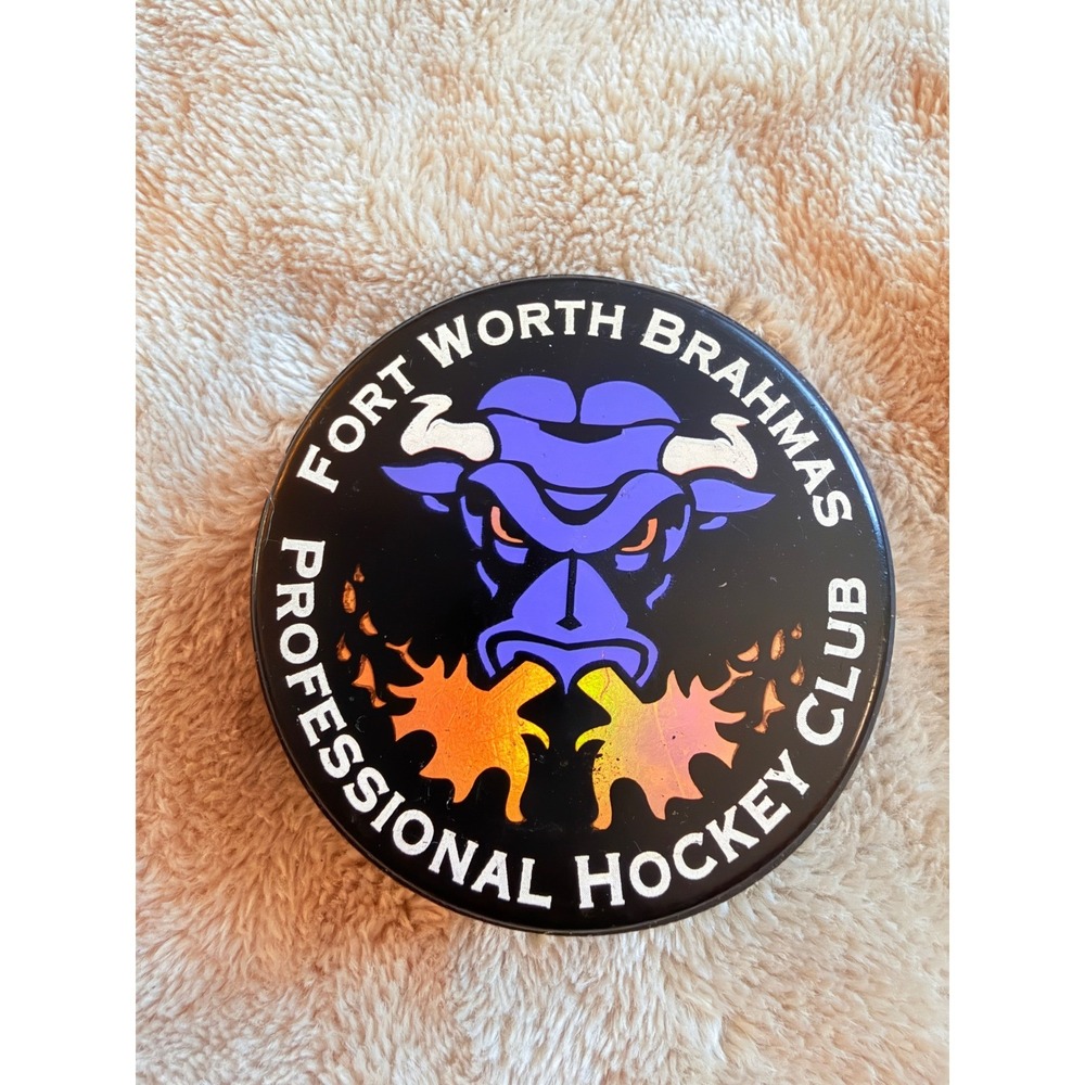 Fort Worth Brahmas Professional Hockey Club Official Lindsay Hockey Puck Black